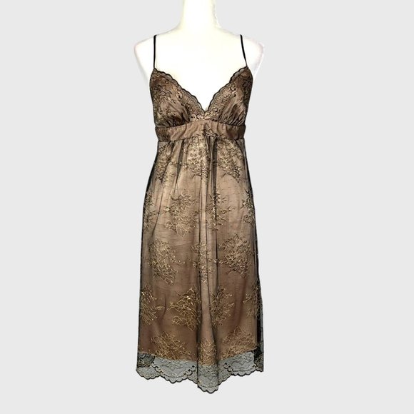 ABS Allen Schwartz Black Mesh Overlay Sleeveless Cocktail Slip Dress size 4 - Picture 1 of 13